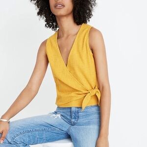 Madewell Wrap Tie Tank Top Size M Yellow